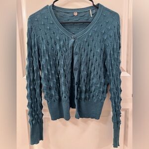 Margaret O'Leary Textured Teal Cardigan